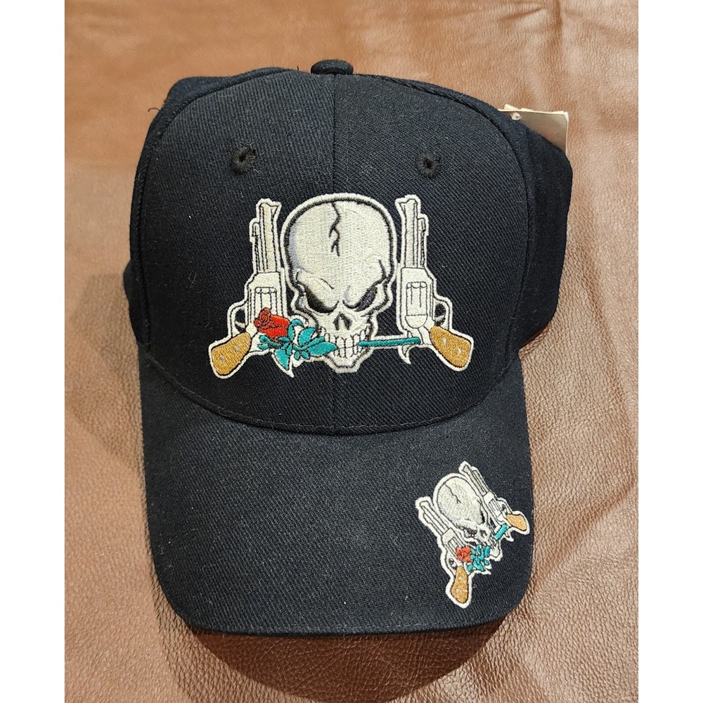 Skull Guns Hat Black Adjustable Strapback Cap NEW With Tags Graphic